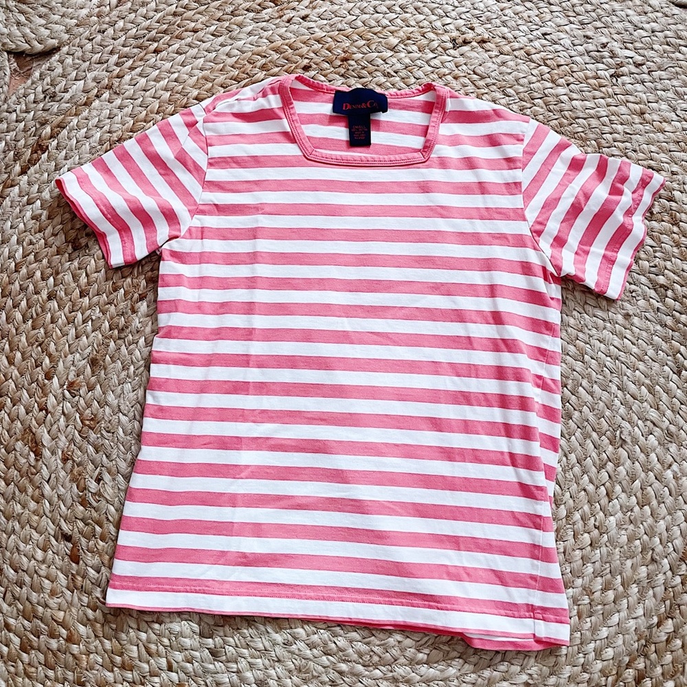 Vintage Pink and White Striped T-Shirt